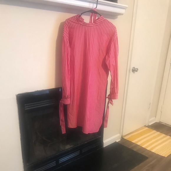 White/ Pink striped shirt dress. Size S - Picture 3 of 5